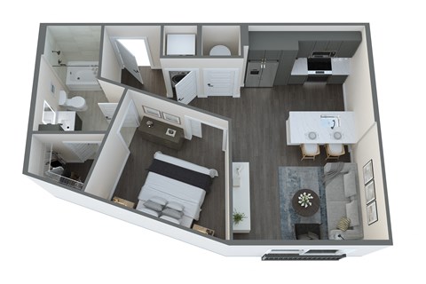 Floor plan for studio, 1 bath, 589 sqft
